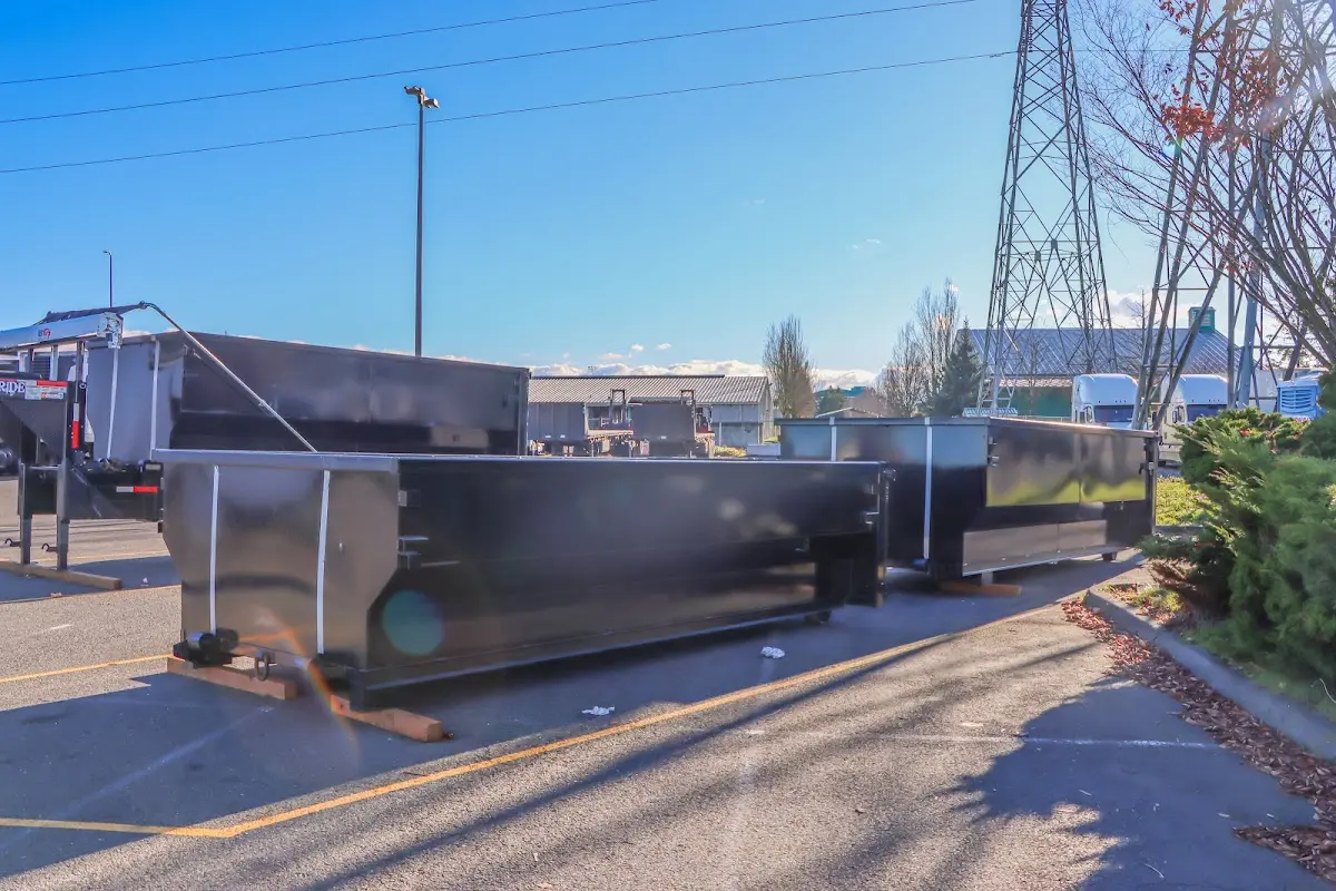 Roll-off dumpster ready for waste disposal at job site for Construction Dumpster Rental in Cherry Hills Village
